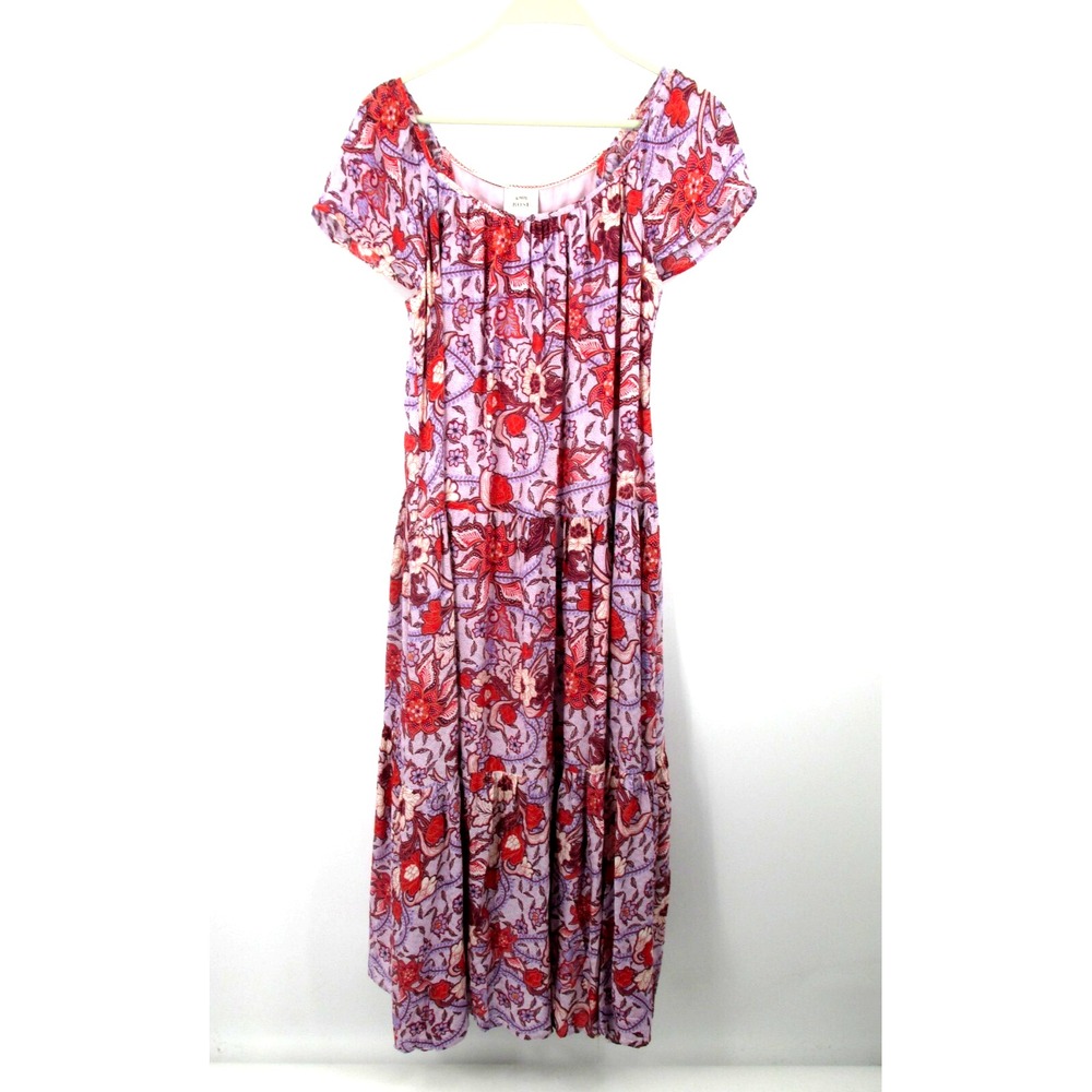 KNOX ROSE Maxi Prairie Dress Women XS Multicolor Floral Tiered Boho Cottage Core